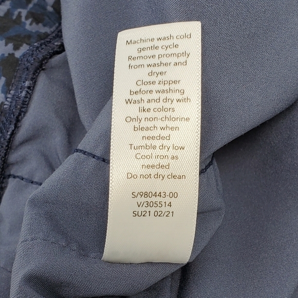 ATHLETA AVENUE PRINTED WIDE LEG CROP PANTS ALLURE NAVY ELASTIC WAIST WOMEN 8 - Picture 14 of 16